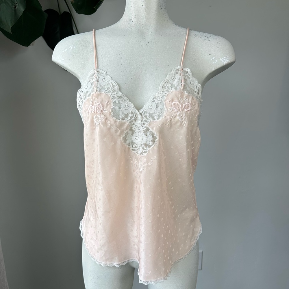 Vintage Sara Beth Pink Satin Lace Camisole Top | Size M